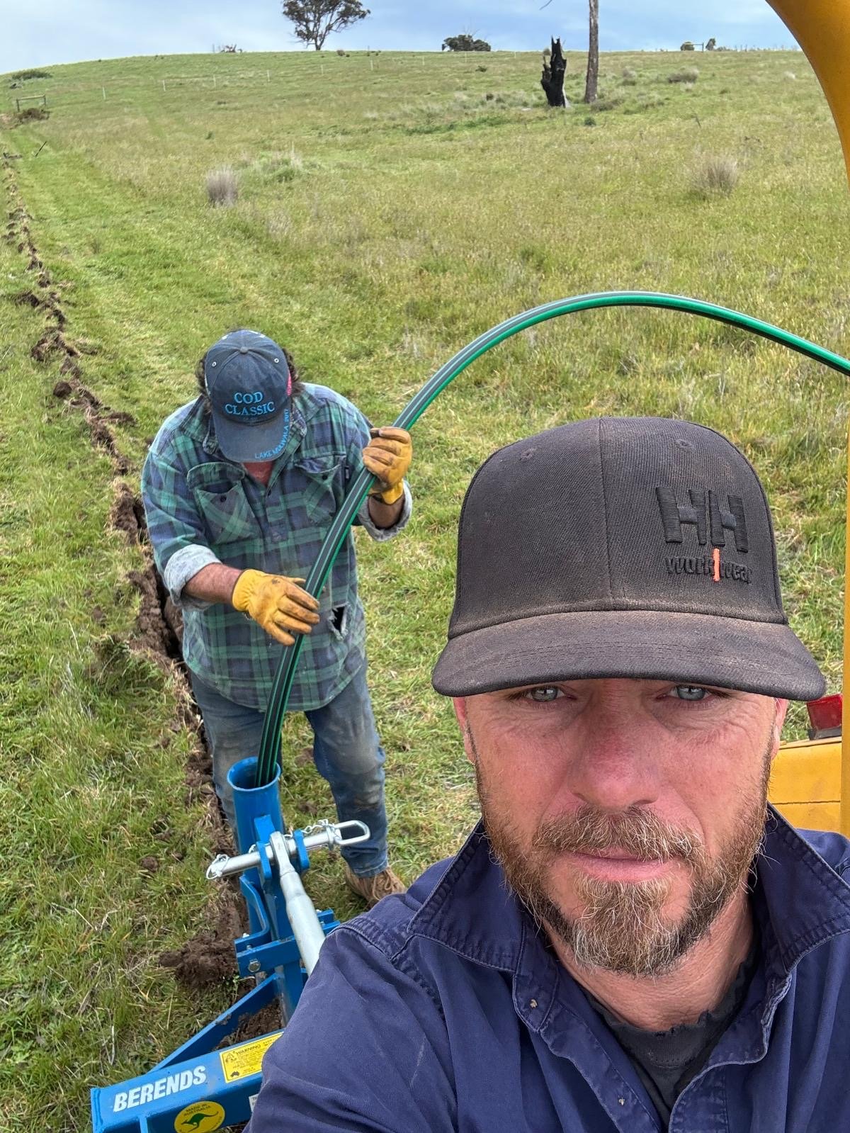 farm life. regenerative farms. r and r. laying pipe. family time. hard work. organic meat australia. organic meat Victoria. organic meat near me. online butcher. regenerative farmed produce. beef online. lamb online. healthy options. how to eat meat.